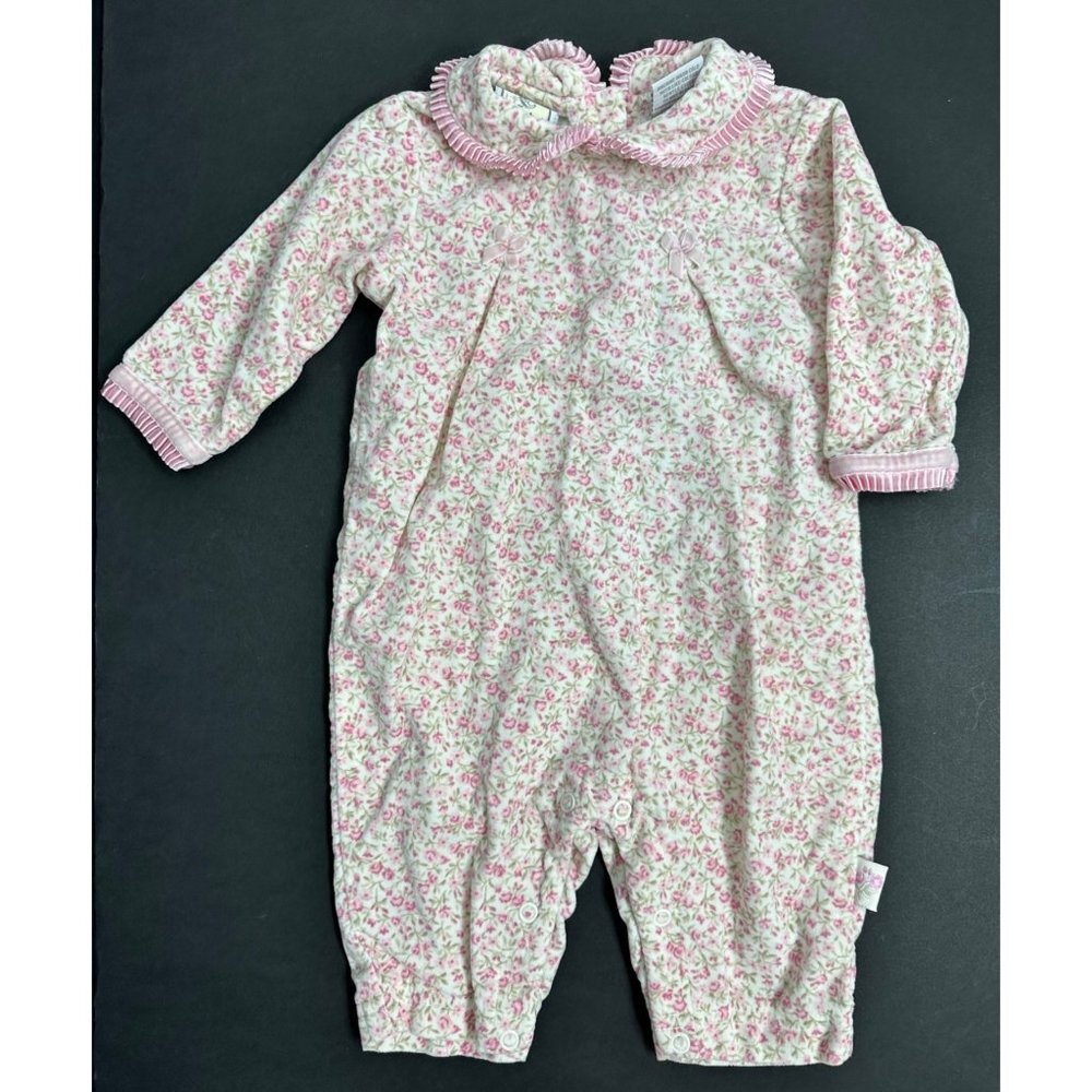 Vintage Lullaby Club Velvet One Piece Baby Girl 6m Pink White Floral
